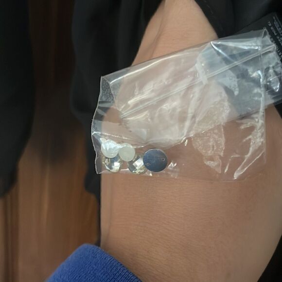 ASOS black chiffon dress with velvet waistband & diamond detail around neckline - Picture 9 of 9